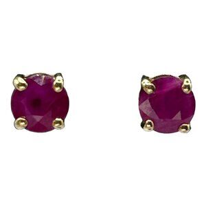 Lab Created Ruby 10k Yellow Gold 4.5mm Stud Earrings